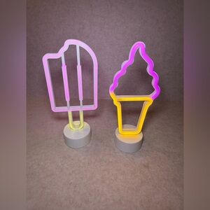 Neon LED Light Up Ice Cream Cone & Popsicle,Battery Powered,Cordless